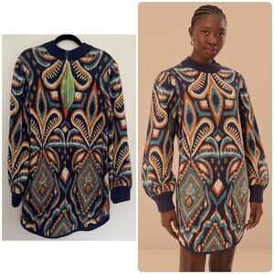 Farm Rio Blue Pineapple Ikat Sweater Dress